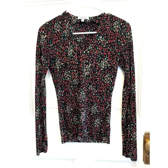 & Other Stories Stockholm Atelier Dark Floral Printed V Neck Long Sleev Top 2 XS - Picture 1 of 10